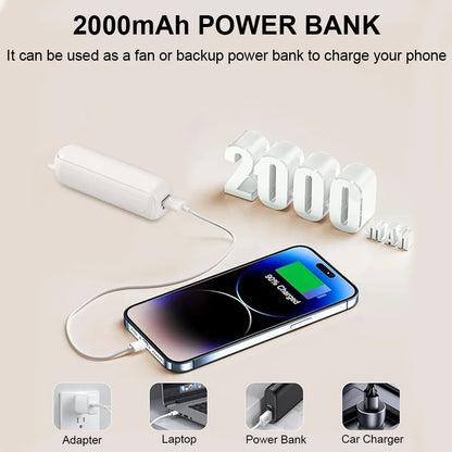 Stay Cool Anywhere with the 2000mAh USB Rechargeable Mini Handheld Fan - Your Perfect Travel Companion!