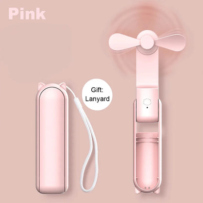 Stay Cool Anywhere with the 2000mAh USB Rechargeable Mini Handheld Fan - Your Perfect Travel Companion!