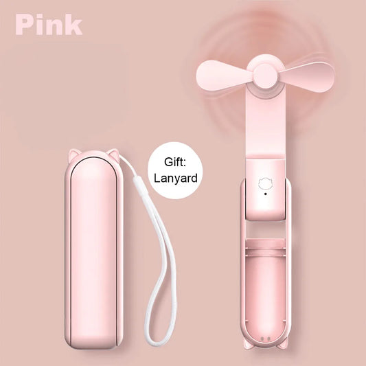 Stay Cool Anywhere with the 2000mAh USB Rechargeable Mini Handheld Fan - Your Perfect Travel Companion!