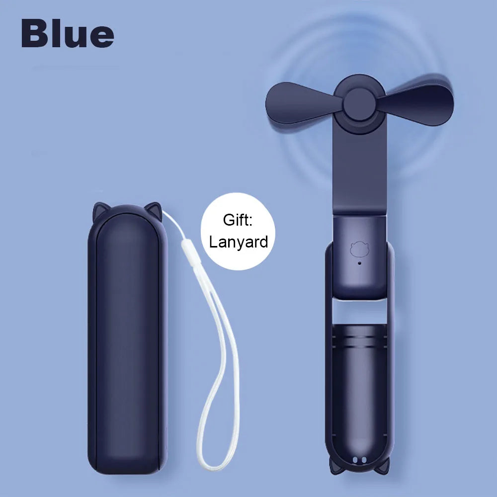 Stay Cool Anywhere with the 2000mAh USB Rechargeable Mini Handheld Fan - Your Perfect Travel Companion!