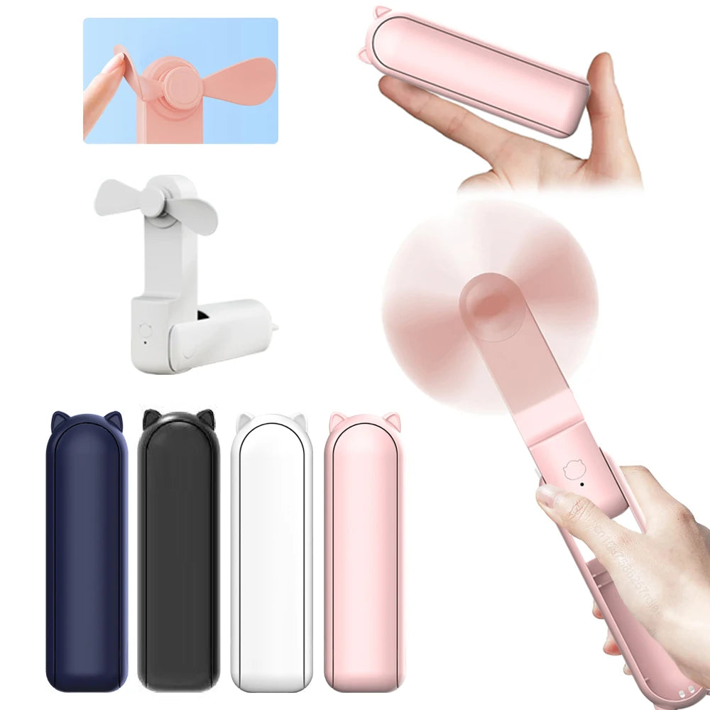 Stay Cool Anywhere with the 2000mAh USB Rechargeable Mini Handheld Fan - Your Perfect Travel Companion!