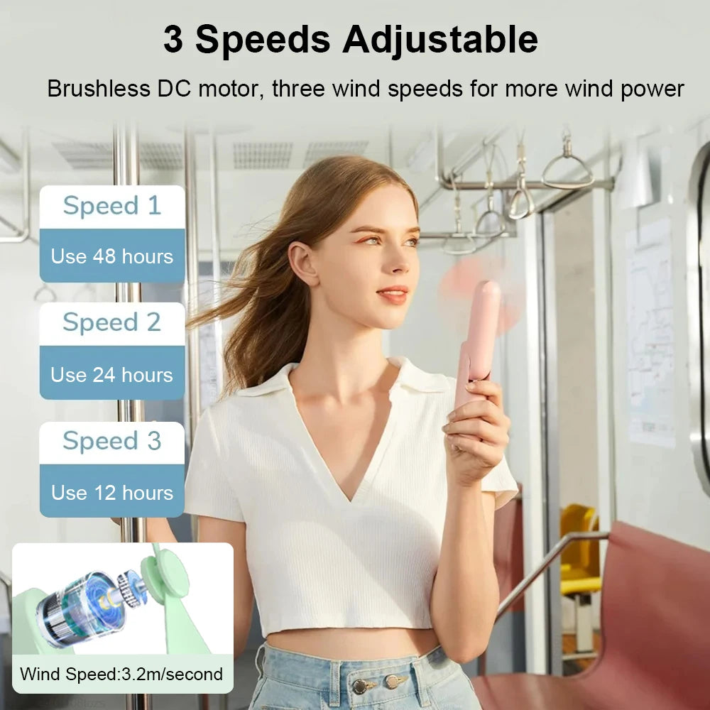 Stay Cool Anywhere with the 2000mAh USB Rechargeable Mini Handheld Fan - Your Perfect Travel Companion!