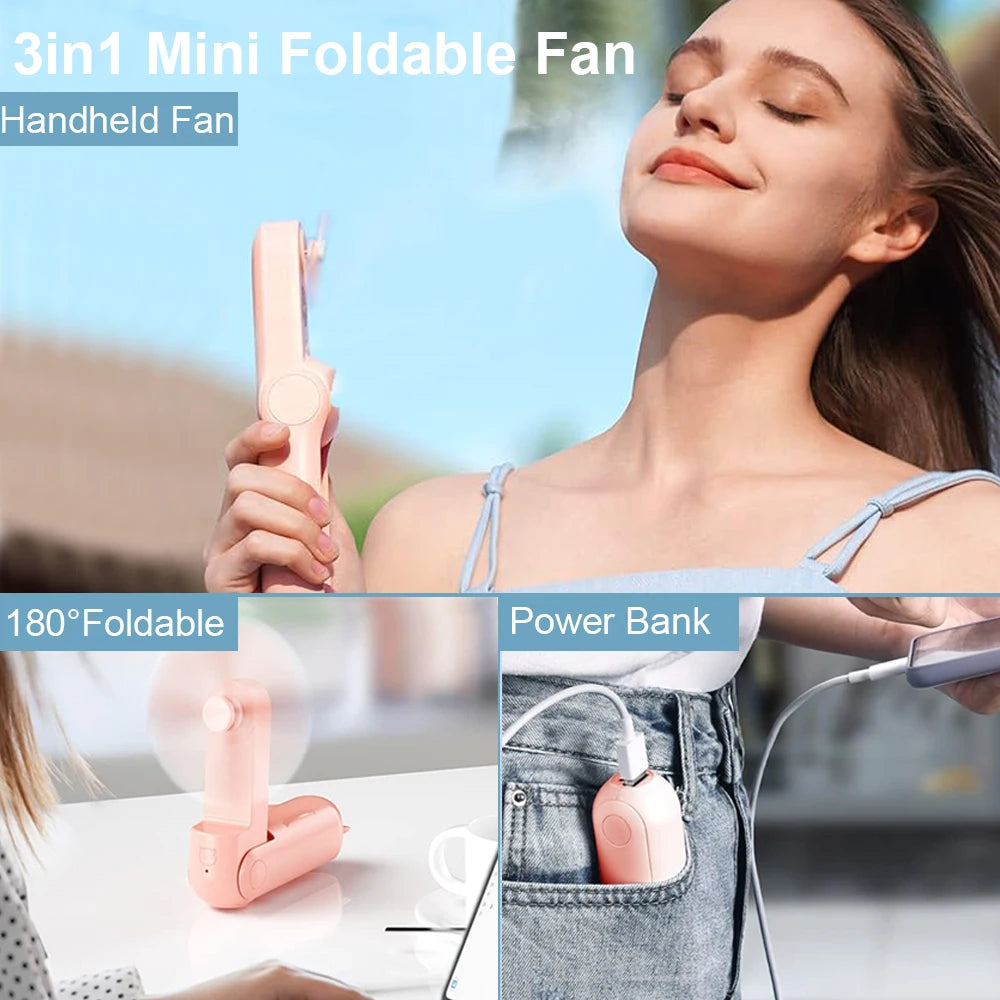 Stay Cool Anywhere with the 2000mAh USB Rechargeable Mini Handheld Fan - Your Perfect Travel Companion!